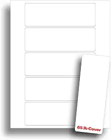 Marcadores de página brancos para impressão - Papel de impressão em branco para impressoras a jato de tinta e laser - Capa de 29,5 kg - 5 marcadores perfurados de 5 x 15 cm por página - 25 folhas /