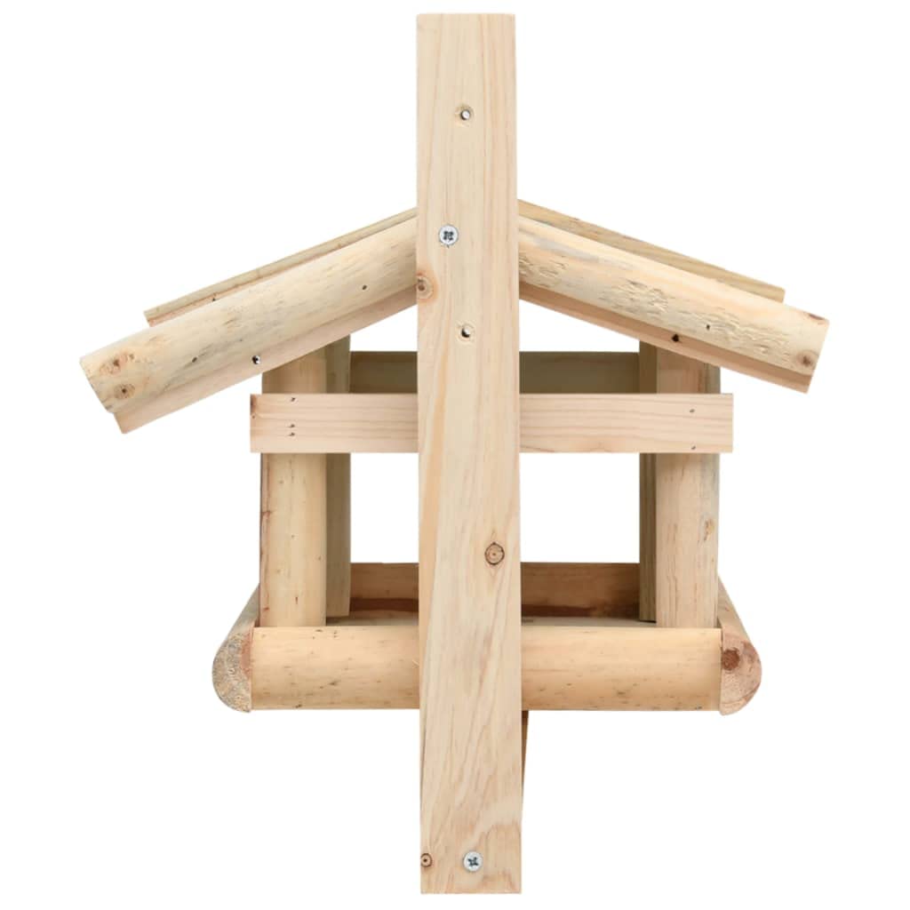 Vogelfutterhaus aus massivem Tannenholz 35x29,5x21 cm mit großem Dachüberstand wetterfest für Garten Balkon Terrasse als Futterstation und Futterplatz für Wildvögel und Meisen