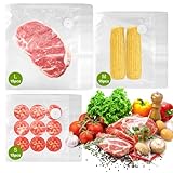 Aischens 45 Stück Vakuumbeutel für Lebensmittel,15x26x28 cm & 15x26x34 cm & 15x33x38 cm,Wiederverwendbar mit 3 Verschlussclips,Luftventil Frischehaltebeutel zur Vakuumaufbewahrung