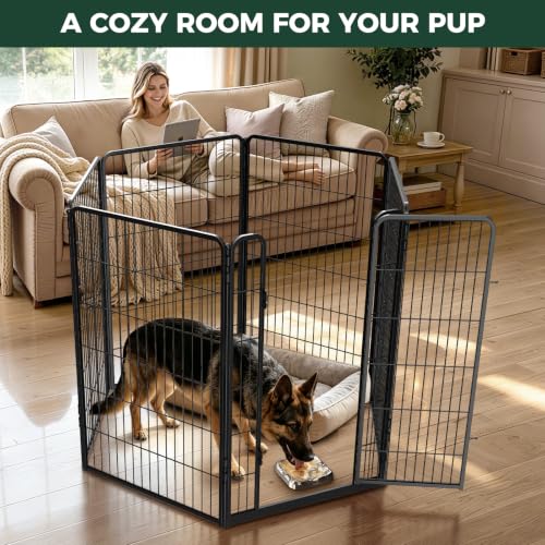 Image of FXW Homeplus Indoor Dog Playpen with Lick Mat, 45 inch H 6 Panels