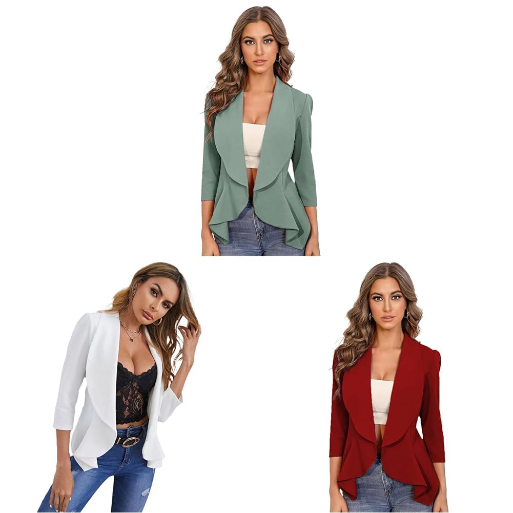 kotty Women’s Single Breasted Relaxed Fit Shawl Collar Blazers in, Including Snow White.-picture-26