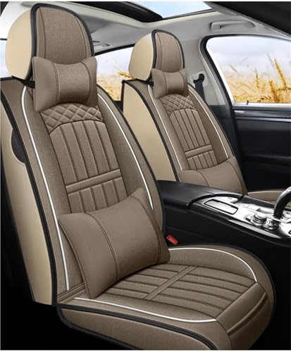 Housses de siège voiture Ford Fiesta en lin haut de gamme et coussin kaki