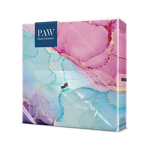 PAW - Serviette Papier 3 Plis (33 x 33 cm) I Lot de 20 I Parfait pour les anniversaires, les fêtes patronales, les mariages, les baptêmes, les communions, les anniversaires (Watercolor Dream)