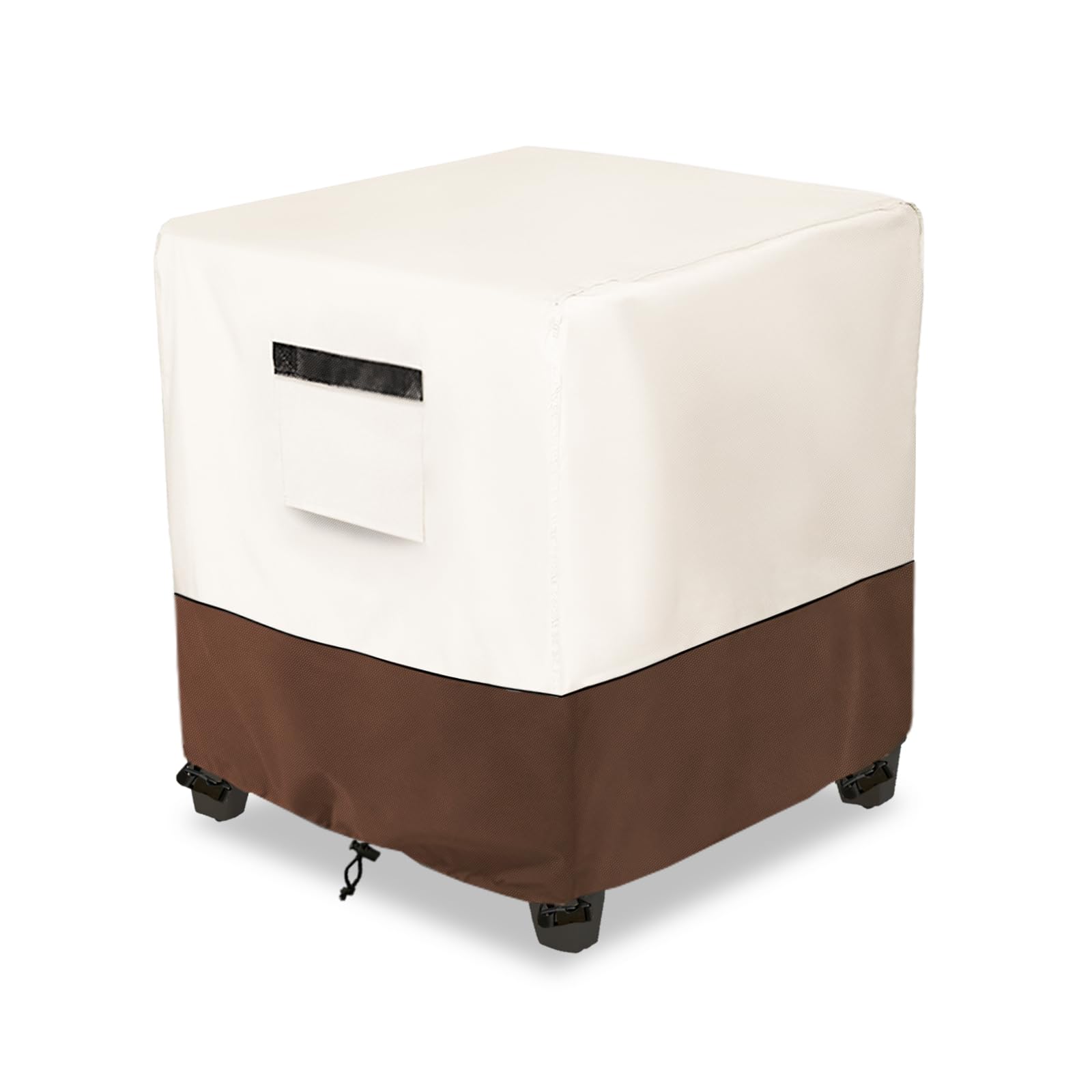 Waterproof Patio Ottoman Cover,Square Patio Small Side Table Cover,Heavy Duty Outdoor Furniture Cover Size 25L x 25W x 18H inch(Beige&amp;Brown)