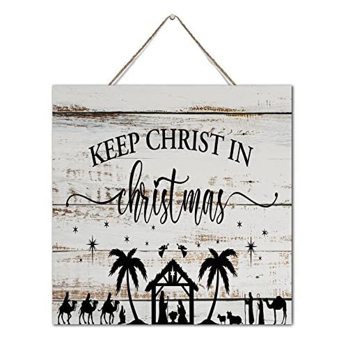 Panneau de bois Keep Christ in Christmas decoration murale en bois vieilli