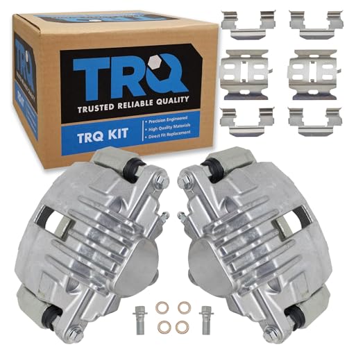 Image of TRQ Rear Brake Caliper Set Zinc Coated Brackets Hardware Compatible with 1998-2005 Chevrolet Blazer 1998-2004 S10 1998-2001 GMC Jimmy Sonoma 1998-2000 Isuzu Hombre 1997-2001 Oldsmobile Bravada