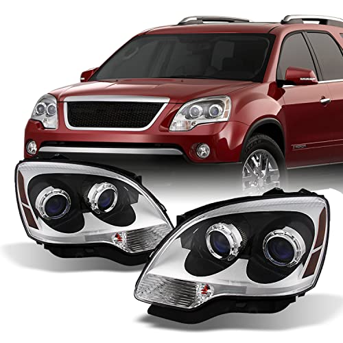 For GMC Acadia OE Replacement Chrome Bezel Projector Headlights Driver Passenger Head Lamps Pair New