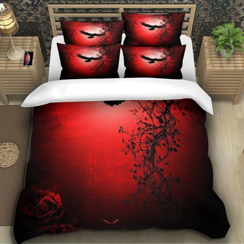 Housse de couette corbeaux noirs lit super king 260x220cm
