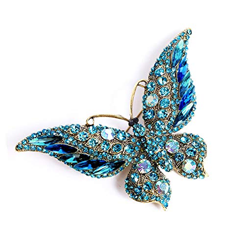 Image of Suoirblss 3.74 Inches Vintage Rhinestone Butterfly Brooch Pin Crystal Cute Animal Rhinestones Corsage Pin
