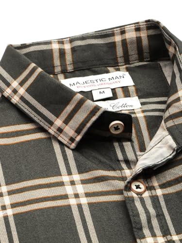 Image of Majestic Man Slim Fit Short Sleeve Checked Pure Cotton Casual Shirt