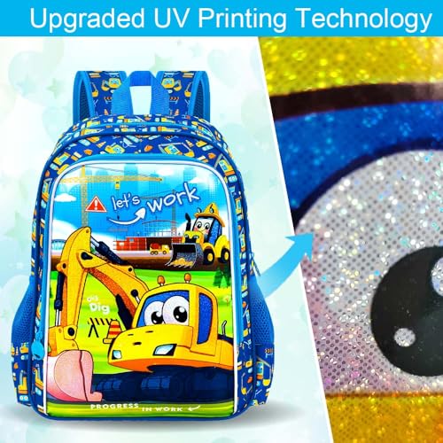 Image of CCJPX 3PCS Excavator Backpack for Boys, 16 Inch Water Resistant Preschool Bookbags, Cool Kindergarten School Backpacks and Lunch Box