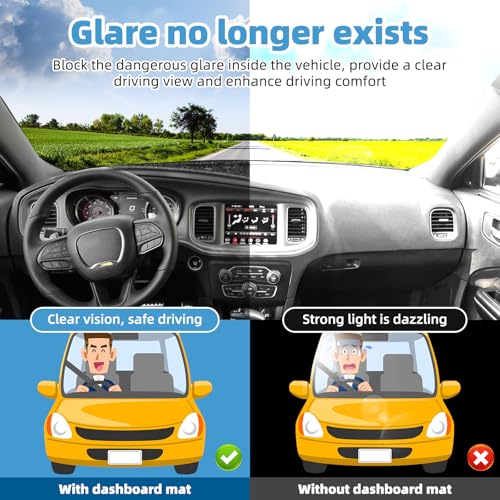 Image of Dash Cover Mat for Dodge Charger 2011-2023 Non-Slip Dashboard Cover Mat Sunshade UV Rays Protector Interior Accessories