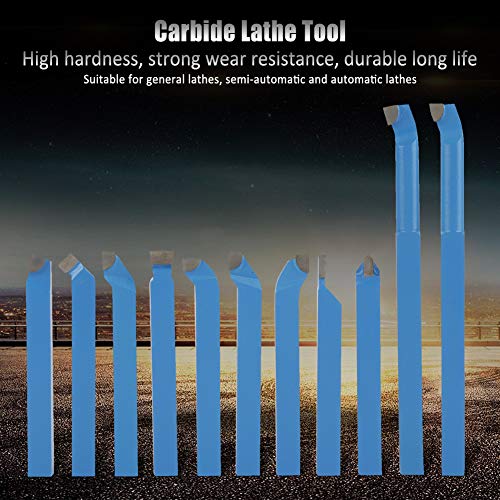 ¡¾Alta Durezza¡¿Set di 11 utensili per tornitura con punte in carburo, caratterizzati da elevata durezza e forte resistenza all'usura. Garantiscono una lunga vita utile anche con uso intensivo, resistendo alle sollecitazioni dei materiali duri e mantenendo prestazioni costanti.