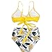 JEsilunmaMY Womens Front Cross Ruched Bikini Set Twist Wrap Swimwear High Waisted Bottoms Print Straps Push Up Swimsuits (Yellow3,X-Large)