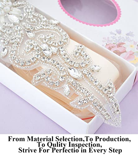 Rhinestone Belt Bridal Crystal Pearl Wedding Sash Bead Trim Women Gowns Sash4