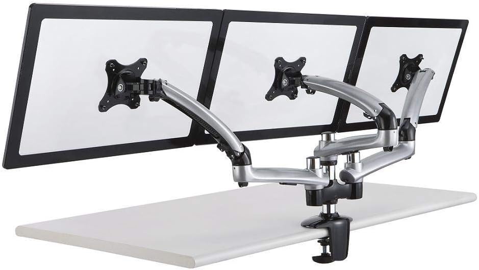 Cotytech DM-GST13-C Triple Monitor Desk Mount Spring Arm Clamp Base - Silver