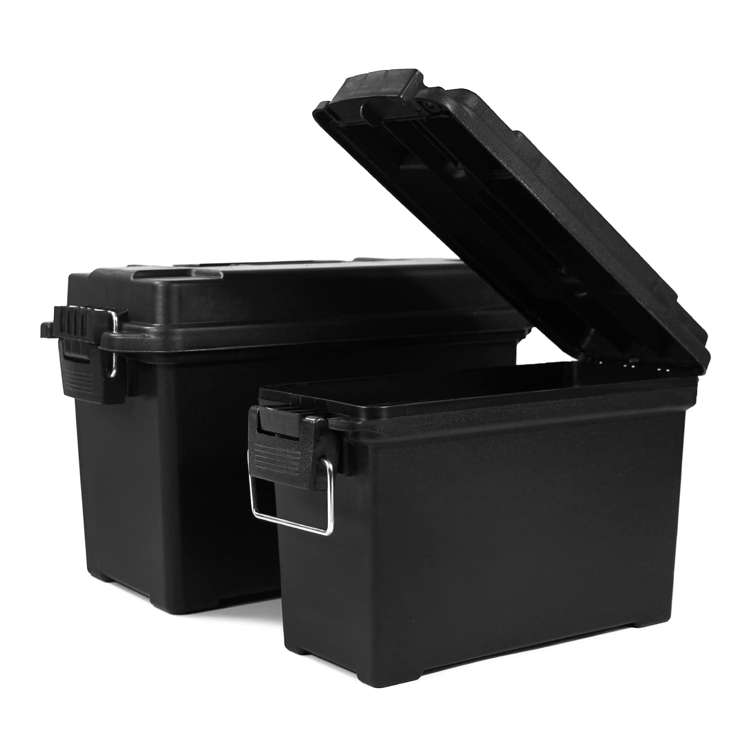 GUGULUZA Caja de Municion de plástico Hermética Ammo Box, Combo de 2, Negro