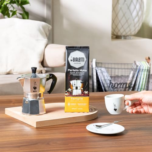 Bialetti - Perfetto Moka Vaniglia: Gemahlener Kaffee mit mittlerer Röstung, Vanille-Aroma, 250g x 6, Beutel mit Aromaventil