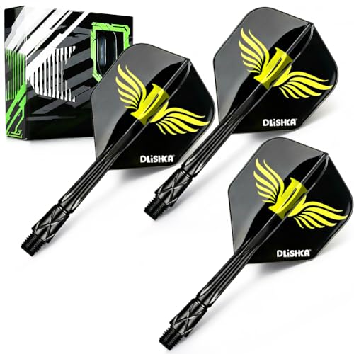 Dlishka 26mm Integriertes Dart Flights und Stems Set,3 Stück Flights und Stems in Einem für Höchste Präzision,90° Fester Winkel / 2BA Gewinde,Langlebiges und Leichtes Dart Zubehör.