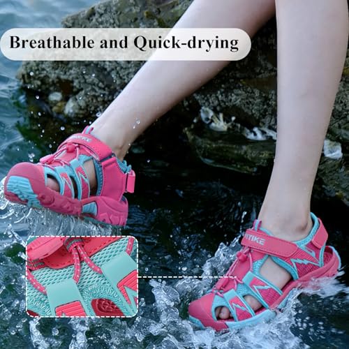 Image of JMFCHI Boys Girls Kids Closed Toe Sports Sandals Summer Water Shoes | Little /Big Kid,Comfortable lightweight,Non-slip soft sole,Hook-and-loop closure,Easy wear,Anti-collision toe,Daily casual