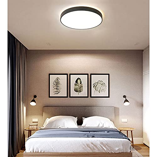 Plafonnier LED moderne macaron noir 36W de 40cm pour salon