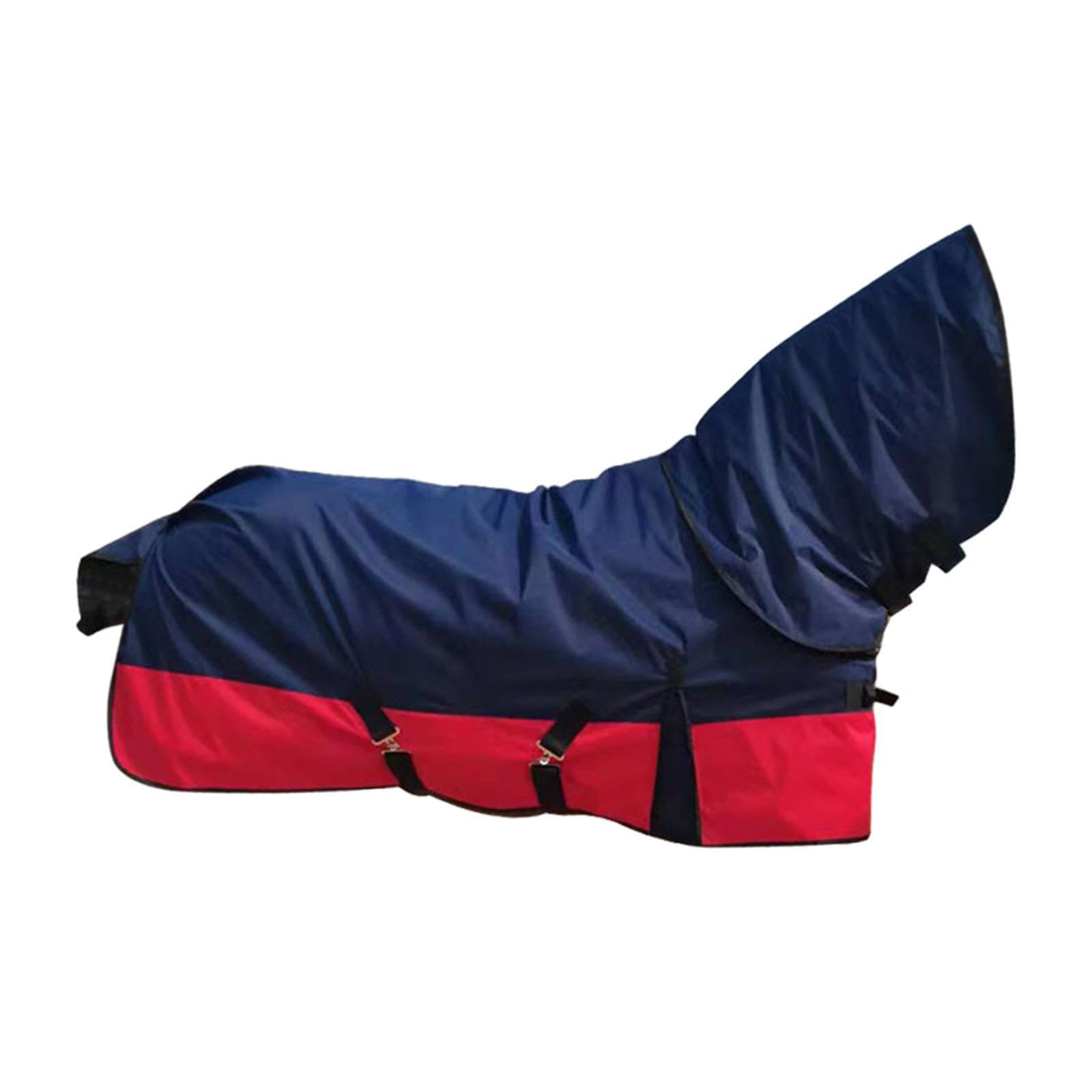 Manta para Caballo Impermeable Transpirable sin Relleno con Cubre Cuello Desmontable Hebillas Ajustables Resistente al Viento y Lluvia Apta para