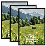 Hoikwo 3 Stück Bilderrahmen A2 Schwarz, Aluminiumrahmen 42x59,4 cm Perfekt für Poster & Kunstdrucke - Nur für Wandmontage