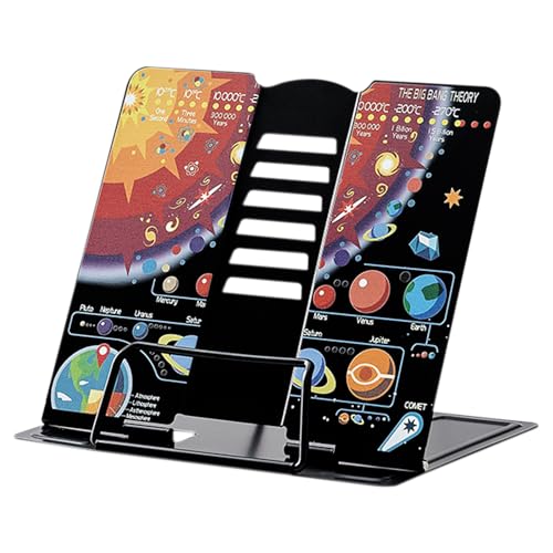 GmeDhc Leseständer Metall, Leseständer Kinder Höhenverstellbar, Kosmisches Sonnensystem Planet faltbares Bücherregal, 6 Stufen Verstellbar Leseständer, für Studieren, Arbeiten, Lesen