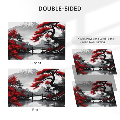 Drapeau Mont Fuji 1,2x1,8m double face extérieur en polyester résistant