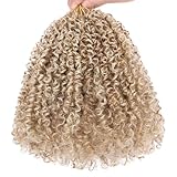 Unionbeauty 8 Inch 8 PCS Pre-twisted Yanky Twist Crochet Hair Pre-Looped Crochet Hair Ombre Brown Blonde Short Water Wave Passion Twist with Bouncy Braid Hair Synthetic Crochet Hair Extensions 27H613#