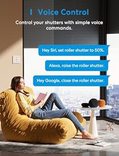 meross Matter Interrupteur Connecté Volet Roulant, Interrupteur Volet Roulant WiFi - Bouton Domotique Compatible avec Apple HomeKit, Alexa, Google Home et Home Assistant (FIL NEUTRE REQUIS)