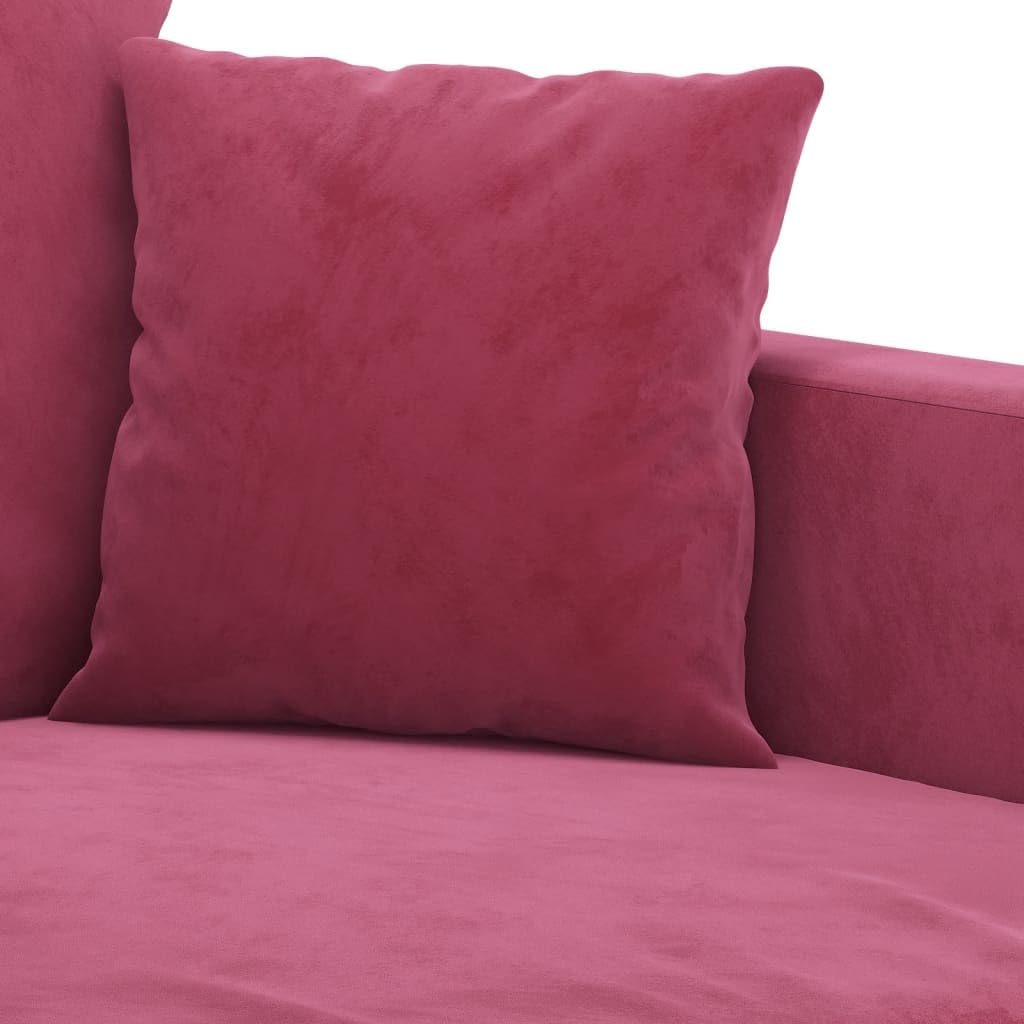 Ensemble de canapé 2 pièces en velours rouge vin avec canapé 2 places et 3 places, 18 coussins, cadre en métal robuste, peu encombrant, pour salon, chambre d'adolescent, chambre d'amis
