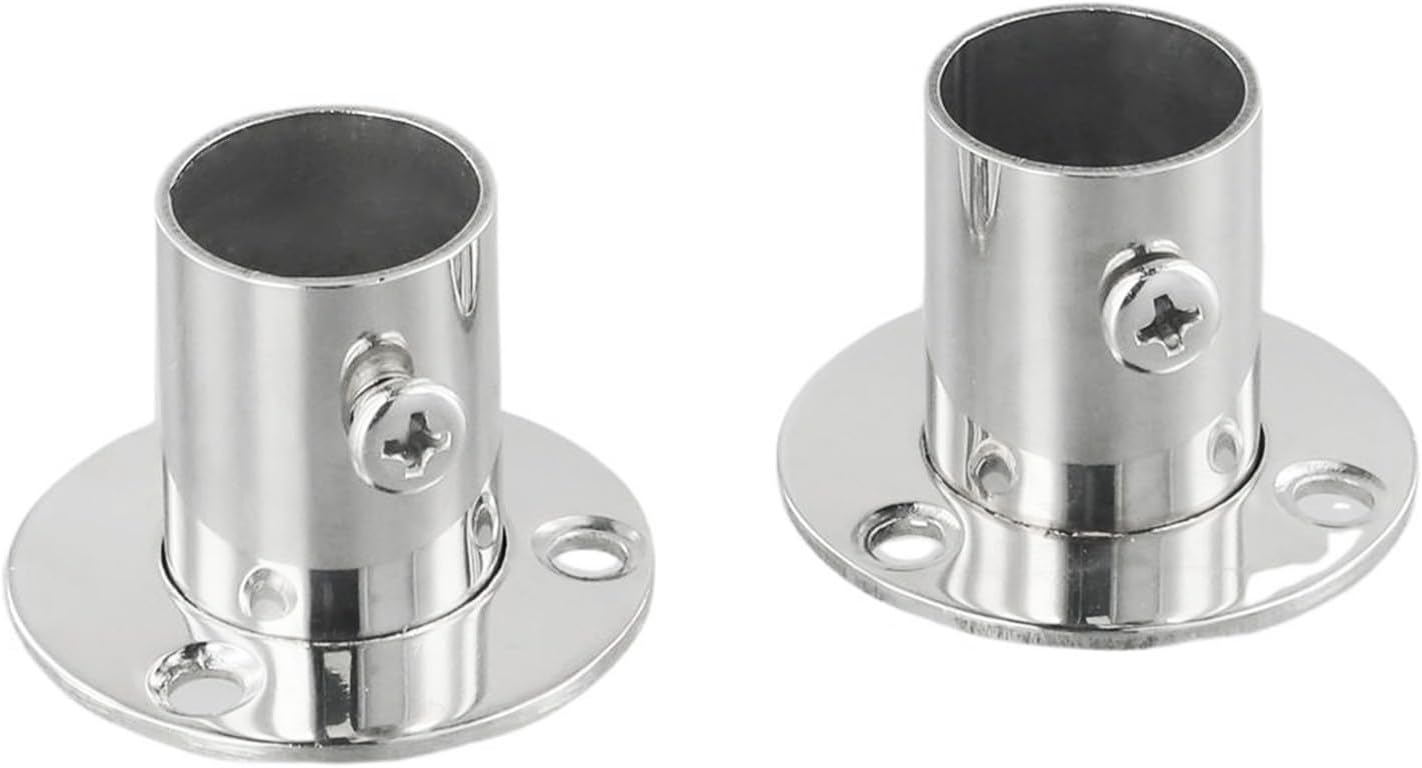 Stainless Steel Wardrobe Bracket Flange for Closet Rods, Rail Rod Pole Socket End Support, Adjustable Wardrobe Rail Support, 19-32mm Closet Rod Support Bracket(19mm)