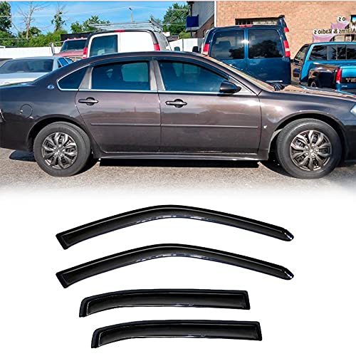 Puermto Side Window Wind Deflector, 4Pcs Out-Channel Tape-On Nice Rain Guards Set, Window Visor Fit For 2006-2013 Chevrolet Impala 2014-2016 Chevrolet Impala Limited Model Only 94843 #TOP3