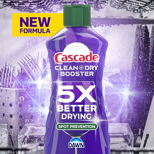 Image of Cascade Rinse Aid Clean & Dry Booster Dishwasher Rinse Aid Liquid for Spotless, Streak-Free Dishes, Works with Dishwasher Detergent, Dishwasher Gel, Pods, or Tablets, Powerful Dry Booster, 16 oz