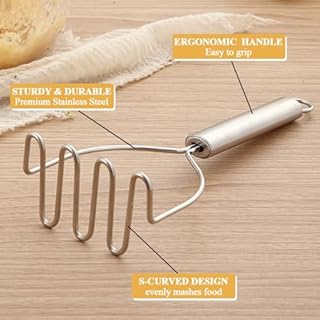 Schiacciapatate 2 Pezzi, Kyraton Acciaio Inossidabile Schiacciapatate Resistente Utensile Accessori Essenziali per Cucina per Avocado, Patate, Fagioli, Carne, Verdure