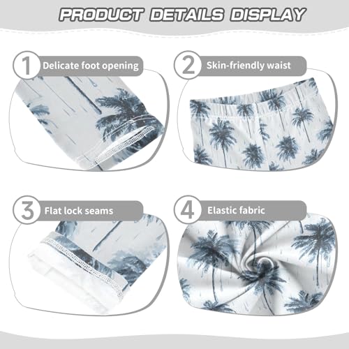 Girls' Athletic Leggings Ankle Length Yoga Dance Pants Kids Teen 4T Palm Trees Water Drops3