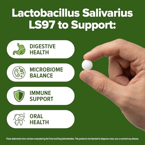 Image of Lactobacillus Salivarius Probiotic 240 Tablets (4 Month Supply) - Researched Strain LS97 - 3 Billion CFU - Digestive & Oral Health Support - GMP Certified (240, Lactobacillus Salivarius)
