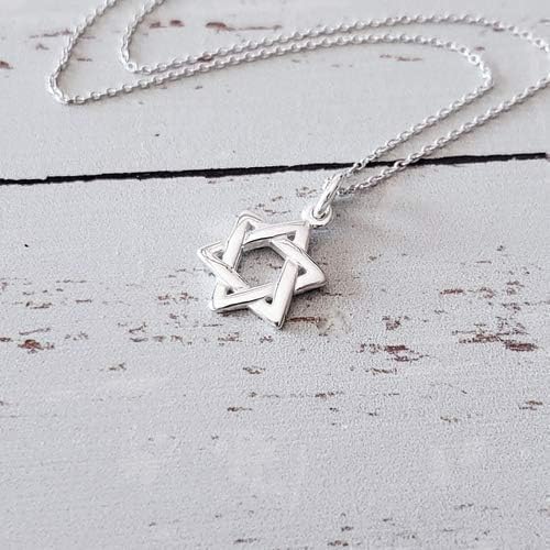 Sterling Silver Tiny Star of David Charm Necklace, 18" - Image 5