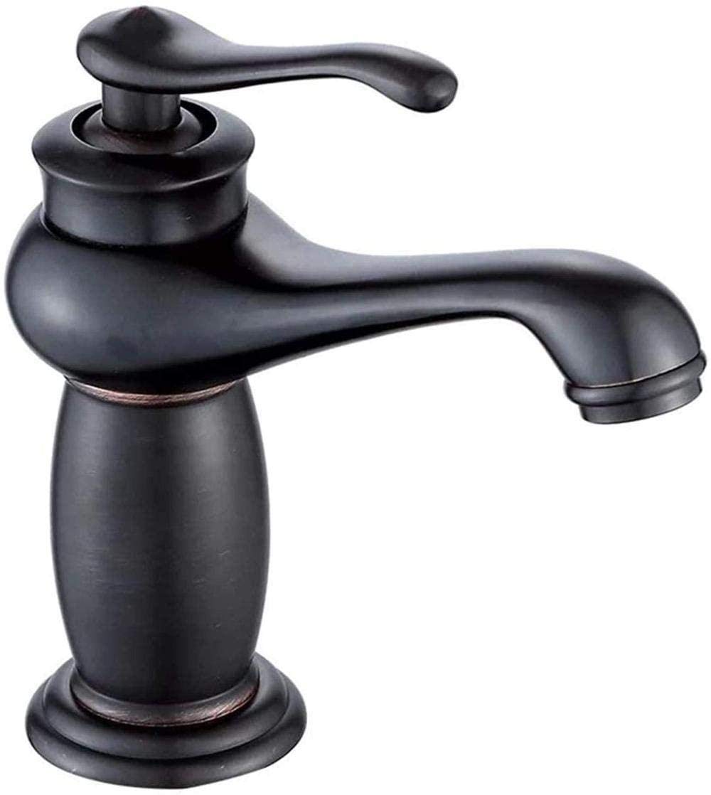 Robinet lavabo en cuivre noir rétro au design européen élégant pour salle de bain
