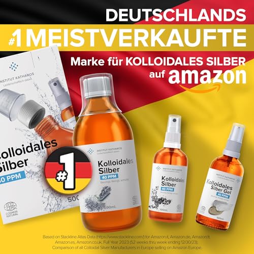 Kolloidales Silber Spray 100mL | 100% natürlich 40 PPM | Hohe Konzentration, kleinere Partikeln, höhere Wirksamkeit | Made in the EU.