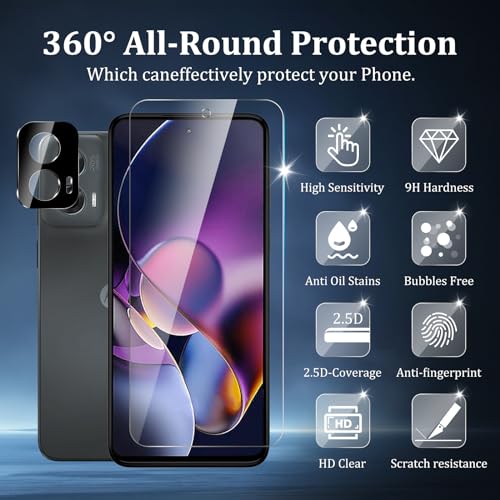 CHRINECY [3+2 3 Pack Screen Protector for Motorola Moto G stylus 5G 2024 with 2 Pack Camera Lens Protector, 9H Hardness, Anti-Scratch, Case Friendly, HD Clarity
