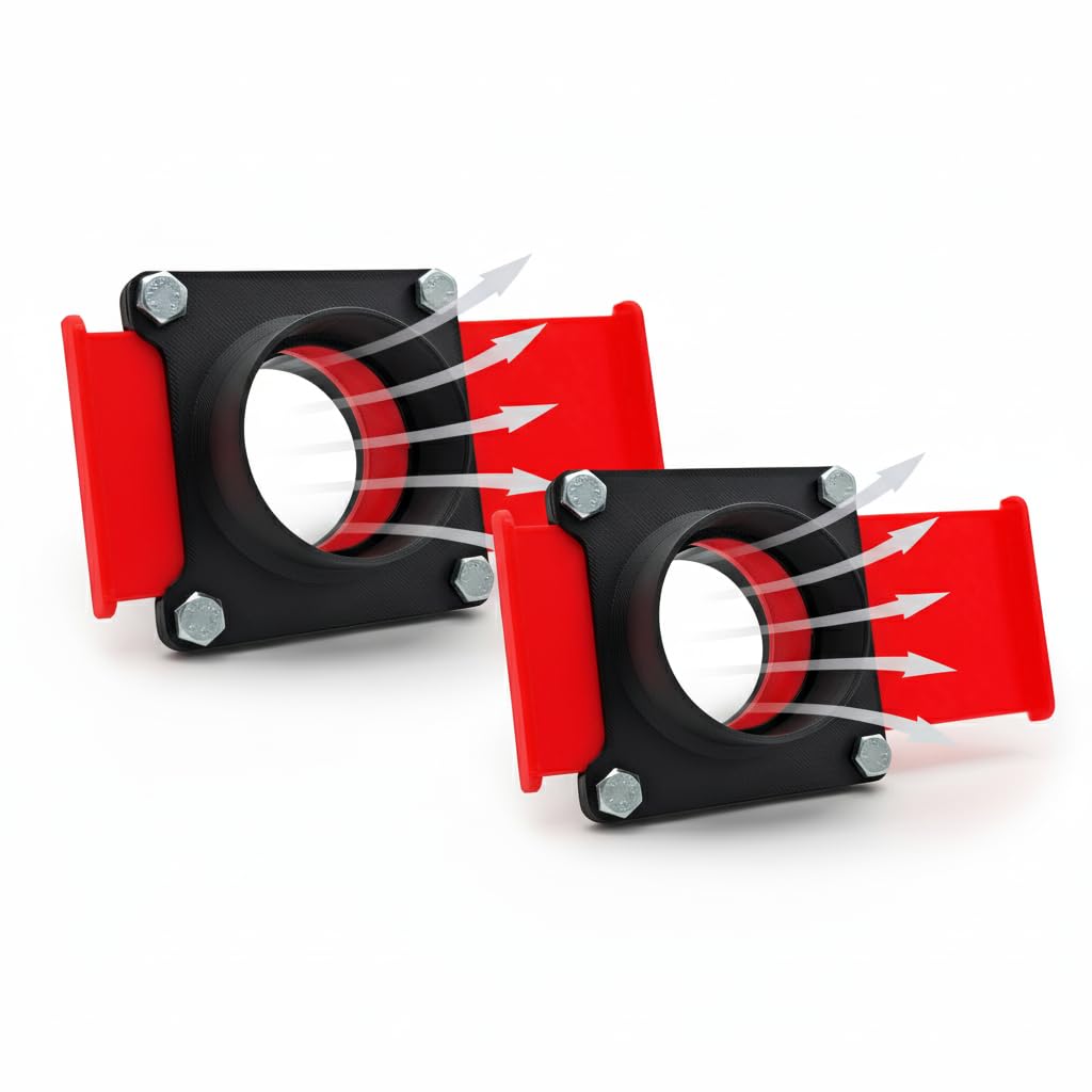 BlastGate - Set di 2 valvole a saracinesca da 50 mm DN50 per officina, aspirazione del flusso d'aria, robusta valvola a scorrimento PLA grigio/rosso per controllo della polvere, lavorazione del legno
