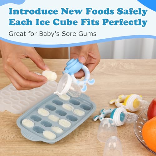 Image of Baby Breastmilk Popsicle Molds & Baby Fruit Feeder-WAJIAYON Silicone Food Freezer Tray Storage Containers,Infant Food Pacifier Feeder and Teether for Babies Easter Bunny Gifts for Boys and Girls