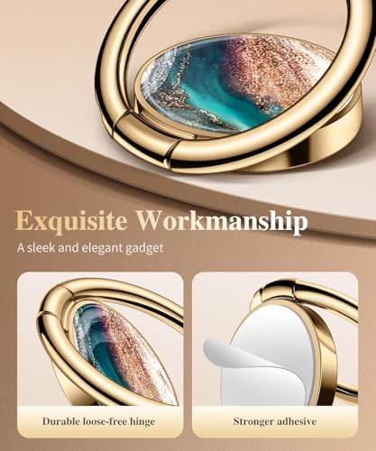 Image of Mizi Marble Cell Phone Ring Holder, Metal Kickstand Grip for Magnetic Car Mount Compatible with iPhone 16 /15 /14 /13 /12 Series & Galaxy S24 /S23 Ultra and Other Phones - Golden Sand