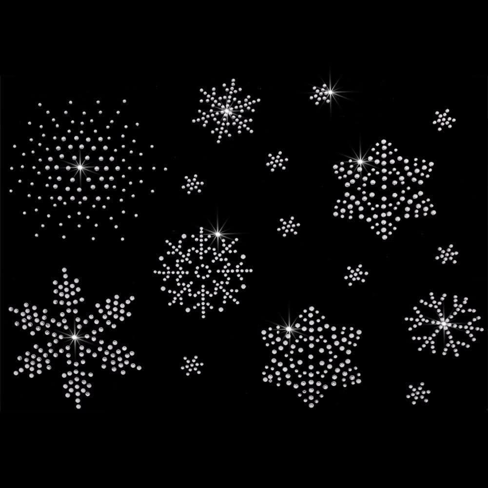 Amazon.com: FINGERINSPIRE 2 Sheet Snowflake Iron on Rhinestone Crystal ...