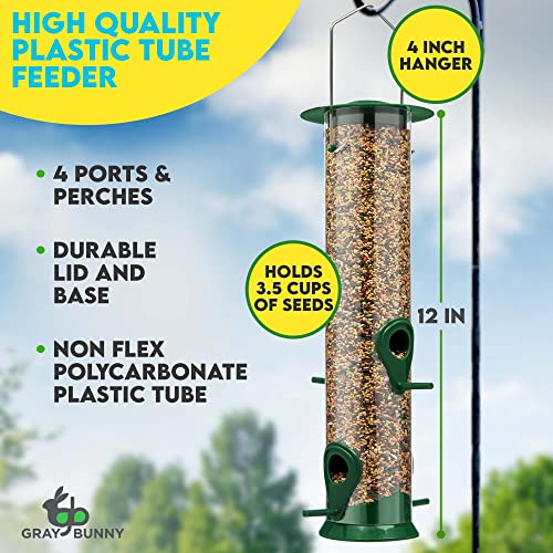 Tube Bird Feeders For Outdoors Hanging - 4 Port, Bird Feeder Great Mothers Day Gifts From Son, Weatherproof & Water Resistant #TOP11
