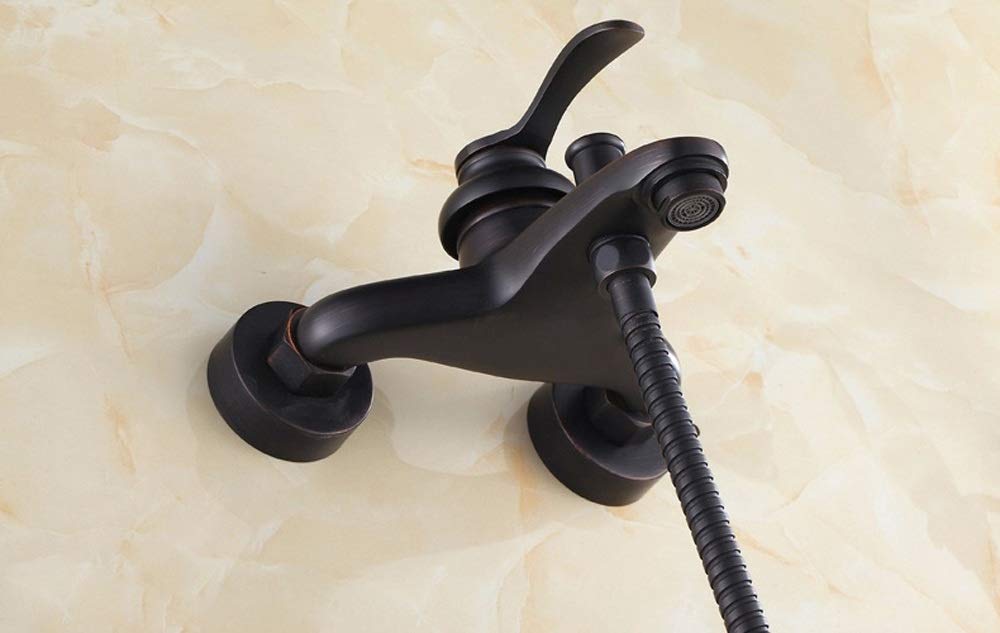Grifo Mezclador Todo Bronce Ducha Simple Estilo Europeo Dibujo Antiguo baño Bronce Negro Tomar una Ducha Grifo Ducha Traje (tamaño: B)