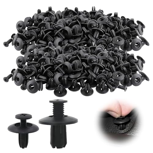 240 Piezas Remaches Plástico Coche, Clips de Fijación, Grapas Coche 6 mm + 8 mm, Clips Plástico Remache Retención Tipo Empuje, Universales Paragolpes, Guardabarros y Refuerzos, Fijaciones Carrocería