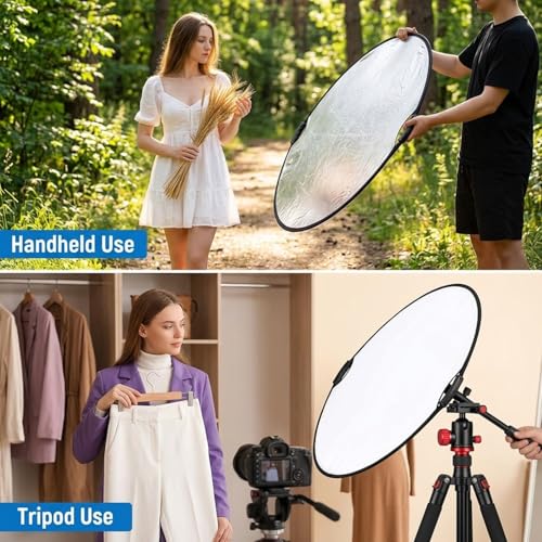 Image of ZIBUYU 5 in 1 Collapsible Reflectors for Photography with Bag, 80cm Dia Double Sided, Light Diffuser with Gold, Silver, White, Black & Translucent Panels for Studio & Outdoor Photography
